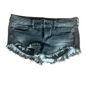 Express Jeans Black Freyed Cut Off‎ Jean Shorts 8
